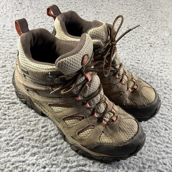 Merrell Shoes - Merrell Moab Mid Waterproof Hiking Boots Bungee Cord Brown Womens 9.5 J88790